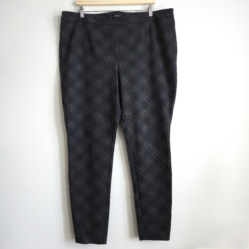 Reitmans Modern Stretch Trouser Leggings | Grey Plaid | 20 Tall